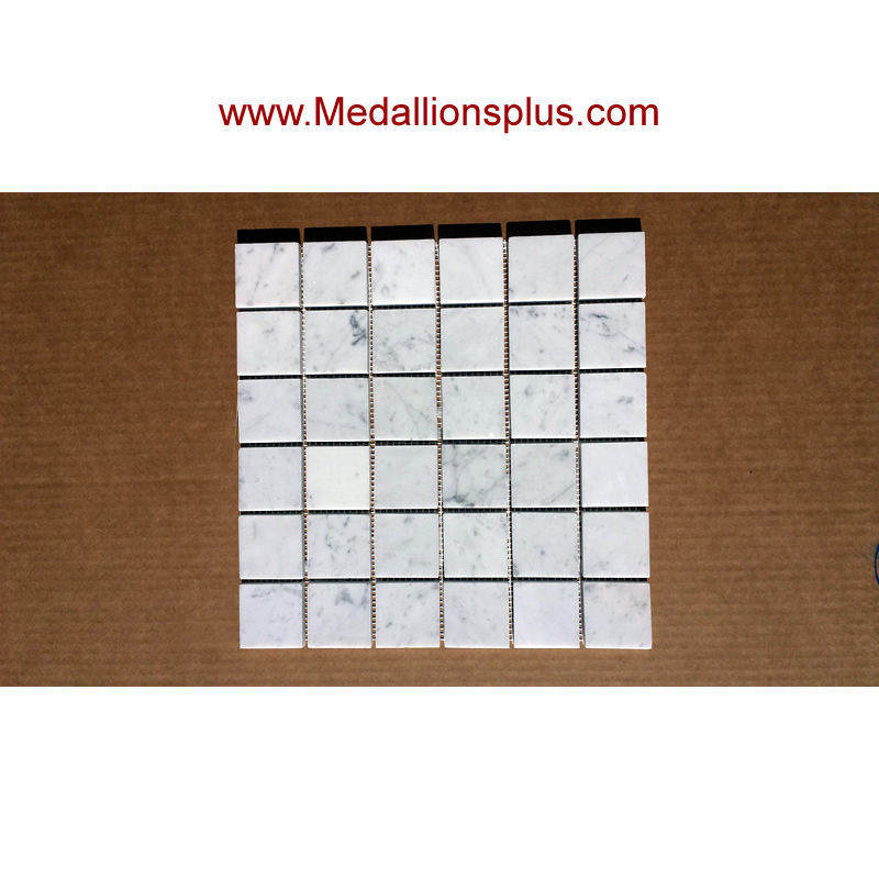 Carrara Marble Squares Polished Mosaic Tiles